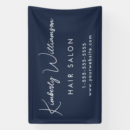 Zakelijk Chic Handtekening Script Blauw Promotie Spandoek (Verticaal)