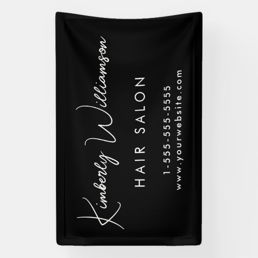 Zakelijk Chic Handtekening Script Zwart Promotie Spandoek (Verticaal)