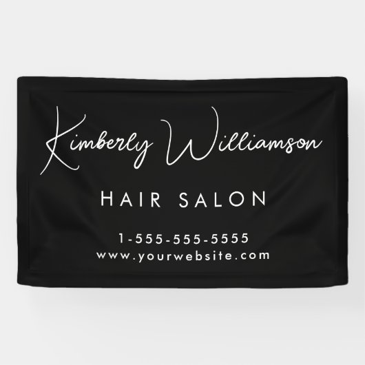 Zakelijk Chic Handtekening Script Zwart Promotie Spandoek (Horizontaal)