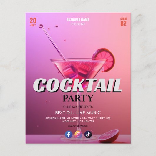 Zakelijk cocktailevenement | Pink Sweet Party Flyer (Voorkant)