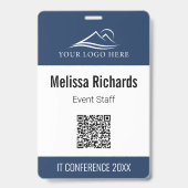 Zakelijk conferentie-evenement QR-code Blauwe ID Badge (Voorzijde)