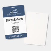 Zakelijk conferentie-evenement QR-code Blauwe ID Badge (Voor- en achterkant)