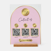 Zakelijk contact Info Roze & Gouden Logo QR Code Acryl Bord (Voorkant)