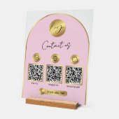 Zakelijk contact Info Roze & Gouden Logo QR Code Acryl Bord (Hoek)