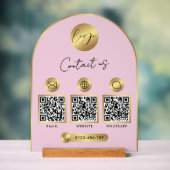 Zakelijk contact Info Roze & Gouden Logo QR Code Acryl Bord (Neutraal)