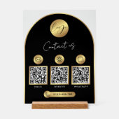 Zakelijk contactinfo zwart & goud logo QR-code Acryl Bord (Voorkant)