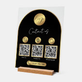 Zakelijk contactinfo zwart & goud logo QR-code Acryl Bord (Hoek)