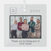 Zakelijk Corporate logo foto dank u team Glas Ornament (Voorkant)