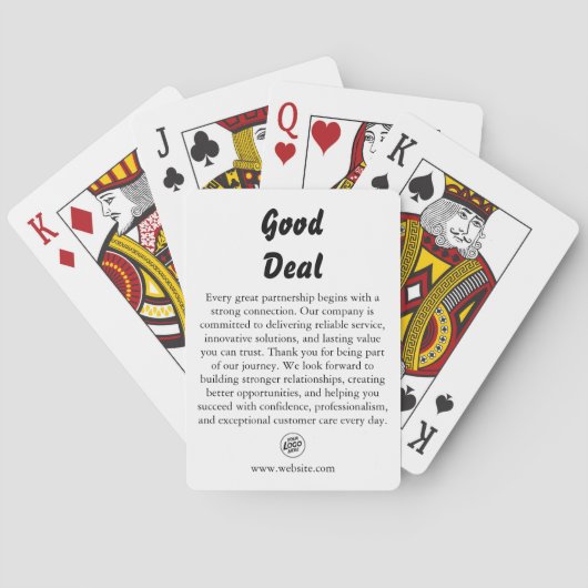 Zakelijk credo speelkaart pokerkaarten (Achterkant)