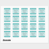 Zakelijk dank u Blauwgroen Chevron Pattern Vierkante Sticker (Vel)