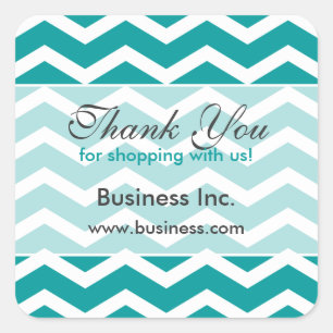 Zakelijk dank u Blauwgroen Chevron Pattern Vierkante Sticker