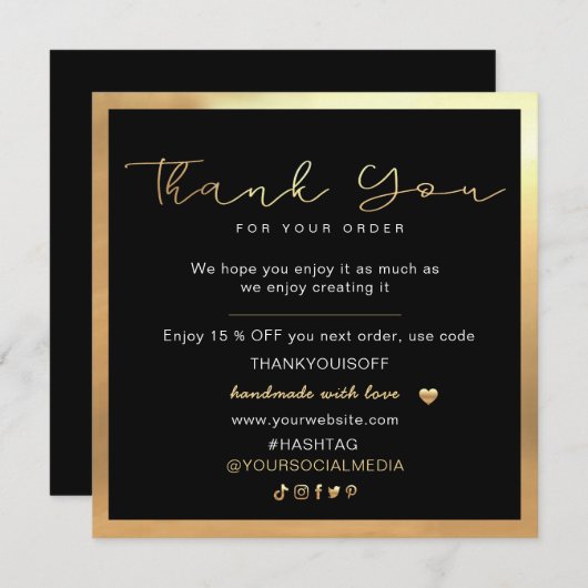 Zakelijk dank u Elegant Zwart en Goud (Voorkant / Achterkant)