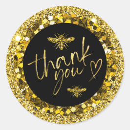 Zakelijk dank u Elegant Zwart en Goud Ronde Sticker