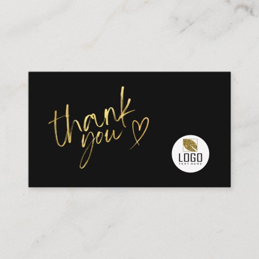 Zakelijk dank u Elegant Zwart en Goud Visitekaartje (Voorkant)