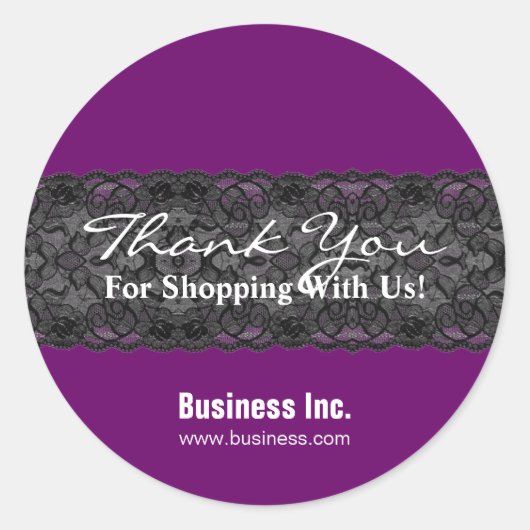 Zakelijk Dank u Kant Paarse Ronde Sticker (Voorkant)