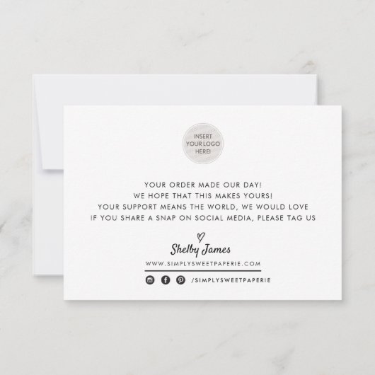 ZAKELIJK DANK U mondern minimale bestelling invoeg Bedankkaart (Achterkant)