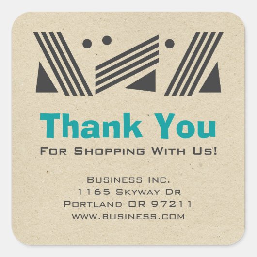 Zakelijk dank u papier design blauw vierkante sticker (Voorkant)