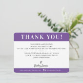 ZAKELIJK DANK U professionele chique paarse Bedankkaart (Staand voorkant)