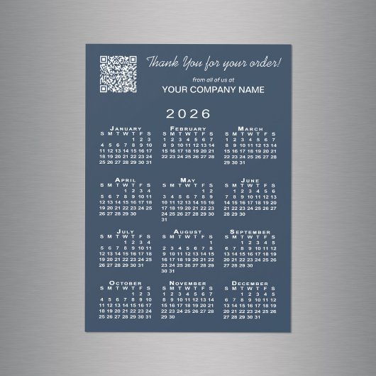 Zakelijk Dank U QR Code 2026 Kalender Marine