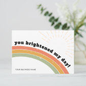 Zakelijk Dank u Retro Rainbow Sun Bright Day Kaart (Staand voorkant)