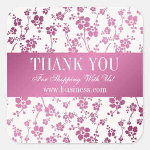 Zakelijk Dank u Salon Floral Pink Vierkante Sticker