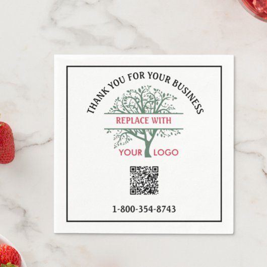 Zakelijk Dank u uw Logo QR Code Telefoon Servet