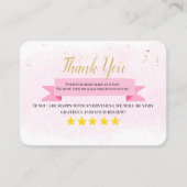 Zakelijk dank u zelfgemaakte roze aquarel visitekaartje (Voorkant)