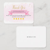 Zakelijk dank u zelfgemaakte roze aquarel visitekaartje (Voorkant / Achterkant)