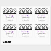 Zakelijk Dank u Zwart Damask Paarse Vierkante Sticker (Vel)