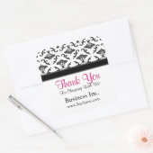 Zakelijk Dank u Zwart Damask Roze Vierkante Sticker (Envelop)
