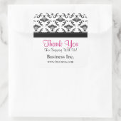 Zakelijk Dank u Zwart Damask Roze Vierkante Sticker (Tas)