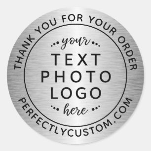 Zakelijk dank voor bestelling zilver grijs gradiën ronde sticker