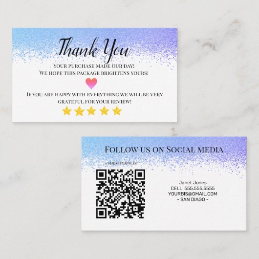 zakelijk dank voor het zelfgemaakte visitekaartje (Voorkant / Achterkant)