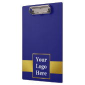 Zakelijk Donkerblauw en Goud Uw Logo Sjabloon Klembord (Links)