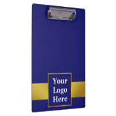 Zakelijk Donkerblauw en Goud Uw Logo Sjabloon Klembord (Rechts)