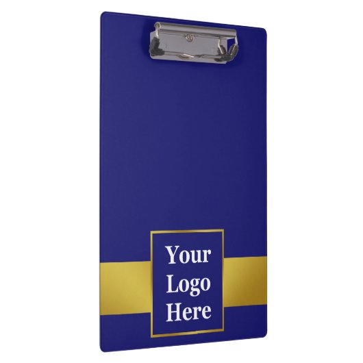 Zakelijk Donkerblauw en Goud Uw Logo Sjabloon Klembord (Rechts)