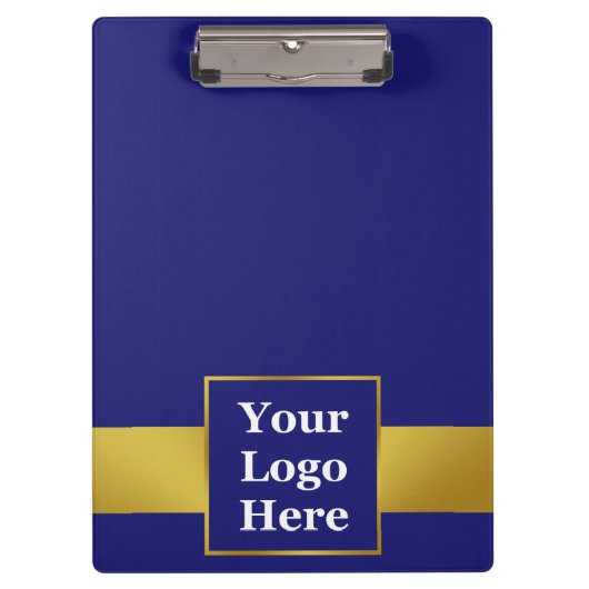 Zakelijk Donkerblauw en Goud Uw Logo Sjabloon Klembord (Voorkant)