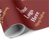 Zakelijk Donkerrood en Goud Vrolijk Kerstfeest Log Cadeaupapier (Rol Hoek)