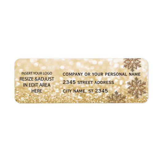 Zakelijk eenvoudig / insert logo glittery sneeuwvl etiket (Voorkant)