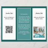 Zakelijk effen turquoise logo zes-panelen dubbelzi flyer (Achterkant)