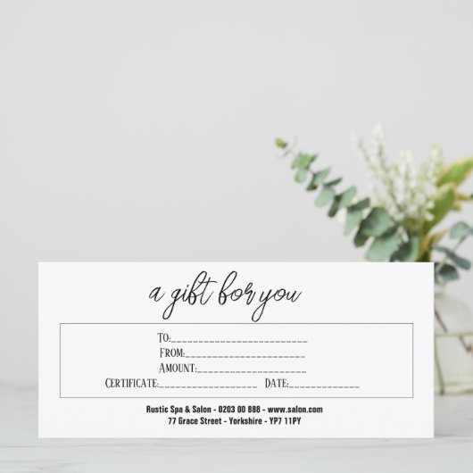 Zakelijk Elegant Handschrift Cadeaubon (Staand voorkant)