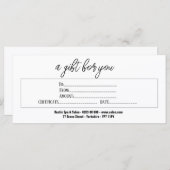 Zakelijk Elegant Handschrift Cadeaubon (Voorkant / Achterkant)