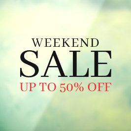 Zakelijk Elegant Minimaal Wit & Rood | Winkel Sale Raamsticker