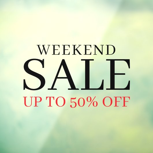 Zakelijk Elegant Minimaal Wit & Rood | Winkel Sale Raamsticker (Vel 3)