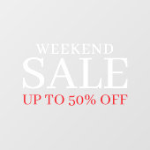 Zakelijk Elegant Minimaal Wit & Rood | Winkel Sale Raamsticker (Vel)