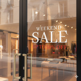 Zakelijk Elegant Minimaal Wit & Rood | Winkel Sale Raamsticker