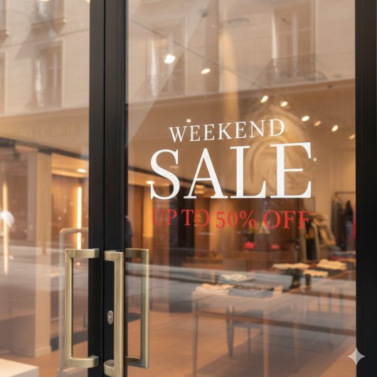 Zakelijk Elegant Minimaal Wit & Rood | Winkel Sale Raamsticker