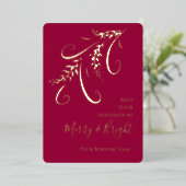 Zakelijk Elegante Cranberry Folie Kerstvakantie Folie Feestdagenkaart (Staand Voorkant)