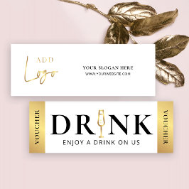 Zakelijk Evenement Elegant Gouden Logo Drink Vouch Mini Visitekaartje