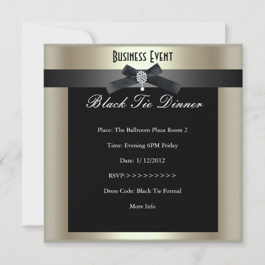 Zakelijk Evenement Formeel Black Tie Champagne Kaart (Voorkant)